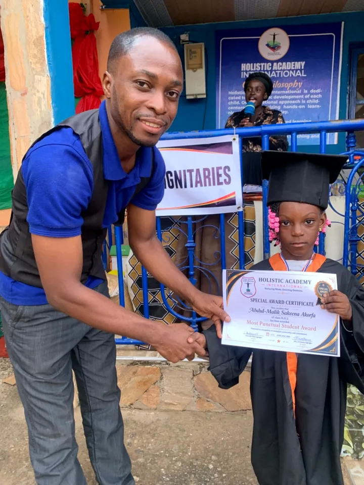 Learner receiving an award